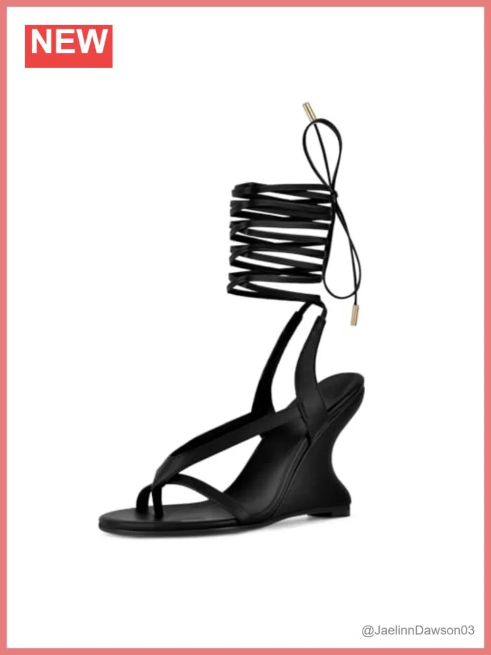 Women's Lace-Up Wedge Sandals Sculptural Heel Faux Leather Wrap Straps High